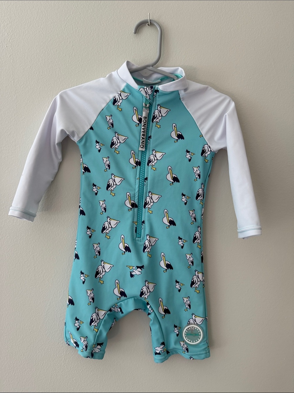 Bonverano | Baby Zip-Up Pelican Swimsuit | Size 9 Months